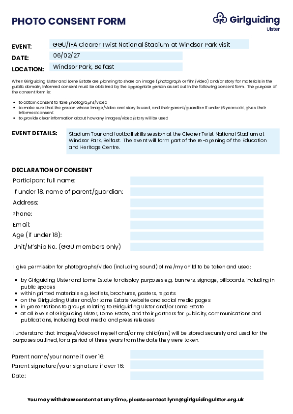 Photo Consent form