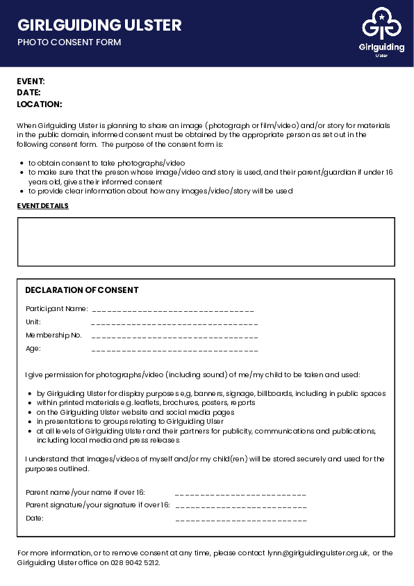 Photo consent form