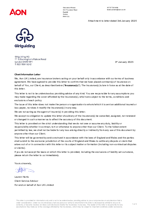 Girlguiding Public Liability insurance 2025