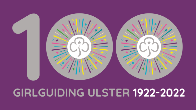 Girlguiding Ulster 100 Years Purple Background Reverse